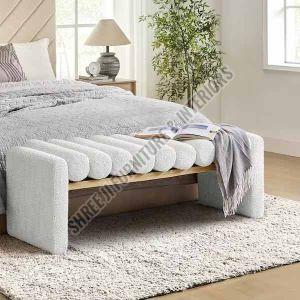 Bedroom Bench Ivory Upholstered Bench